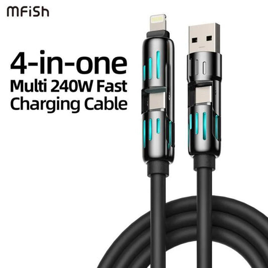 4-in-1 Retractable 240W Fast Charging Cable