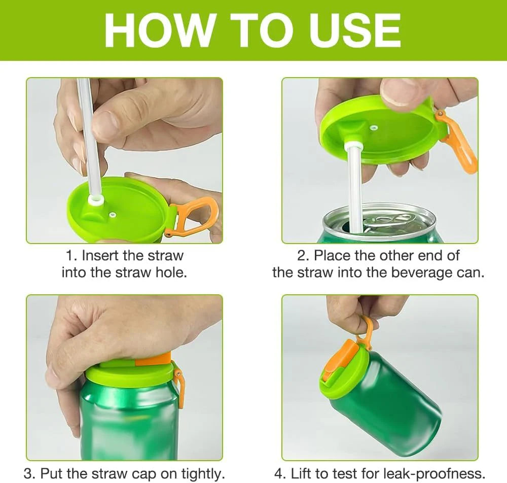 4PCS Silicone Cane Cap with Straw